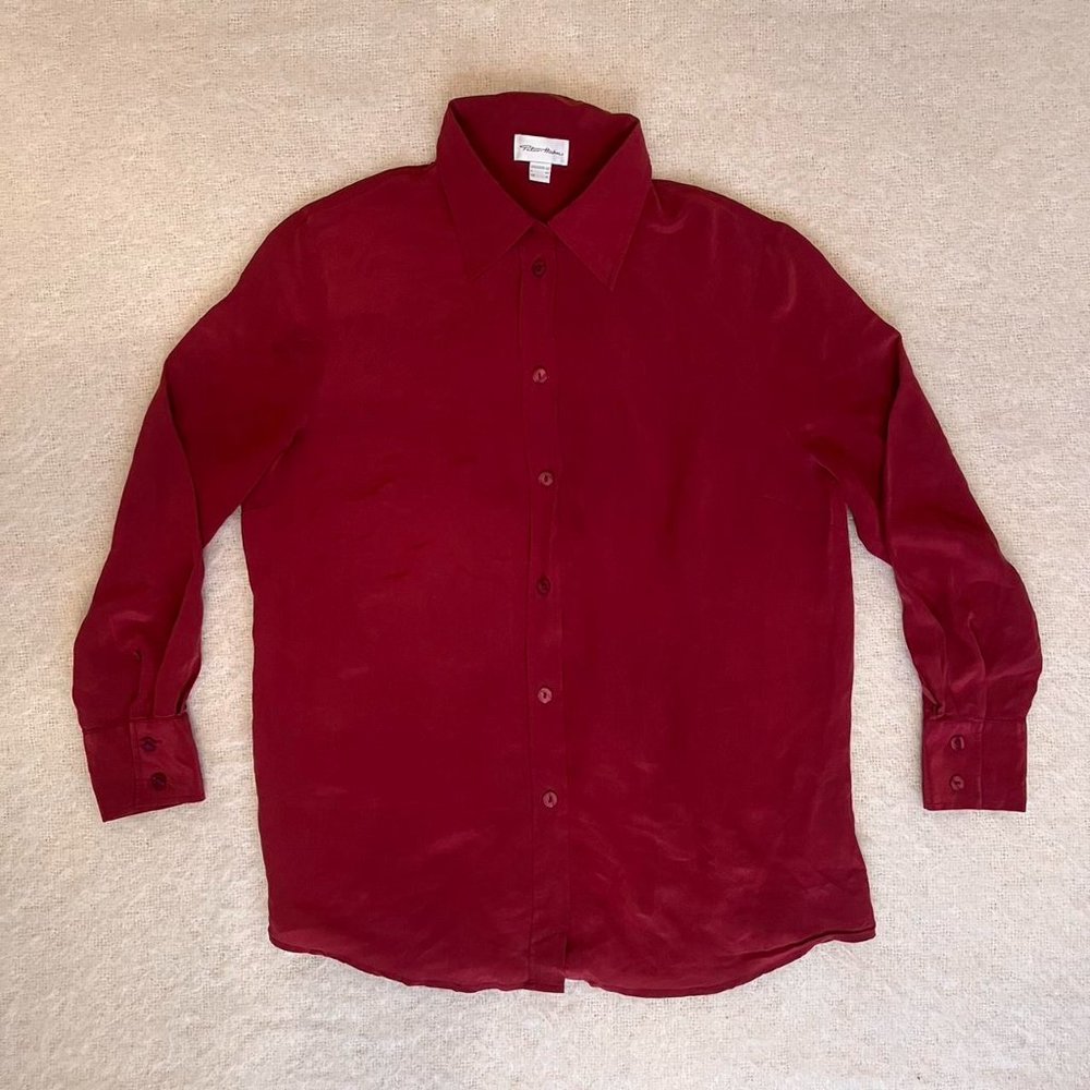 Women's Silk Red and Burgundy Blouse
